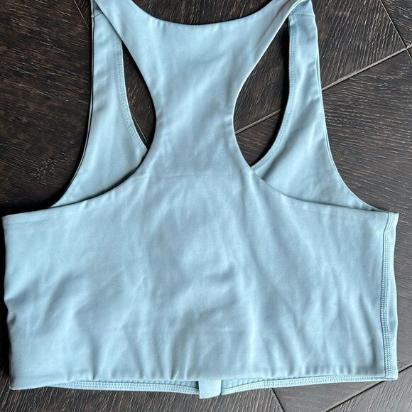 Girlfriend Collective Paloma Racer Back front zip hi impact Sports Bra Blue Var - Picture 6 of 16